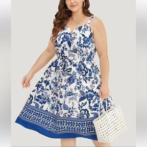 NWT! Floral bohemian print spaghetti strap pocket knee dress size 12or Large